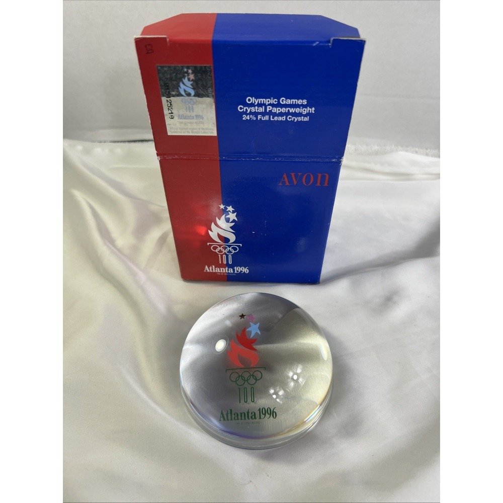 Avon Atlanta1996 Olympic Games Paperweight, 24% Full Lead Crystal New In Box‎